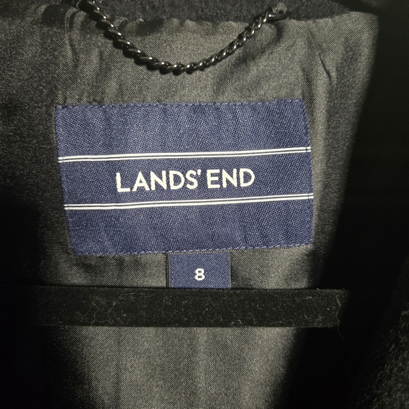 Lands’ End Wool-Blend Wrap Coat – Black Belted Longline Jacket – Size 8 - Picture 4 of 6